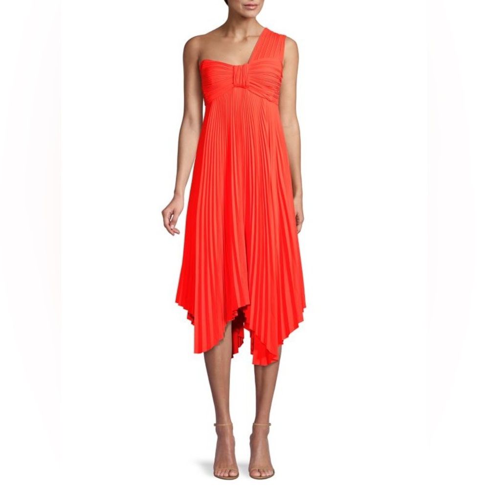 A.L.C. dress One-Shoulder‎ Pleated midi asymmetrical handkerchief hem size 4